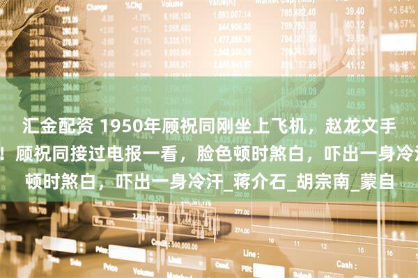 汇金配资 1950年顾祝同刚坐上飞机，赵龙文手拿文件大喊：不能起飞！顾祝同接过电报一看，脸色顿时煞白，吓出一身冷汗_蒋介石_胡宗南_蒙自